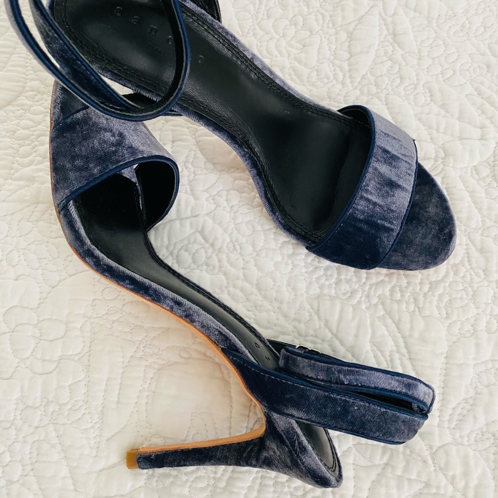 Sandro Paris Blue Velvet Evening Sandals